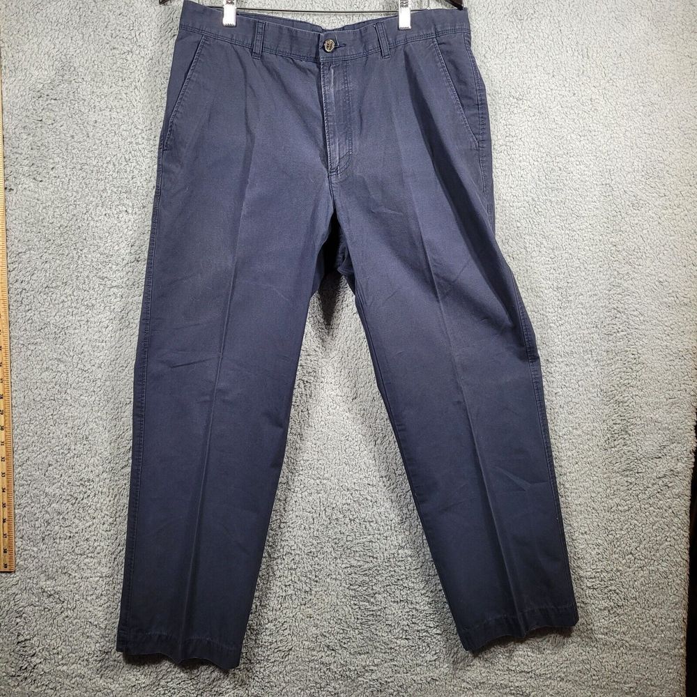 Tommy Hilfiger Straight Chino Pant Men's Size 34/30 Navy Slash Pocket Flat Front
